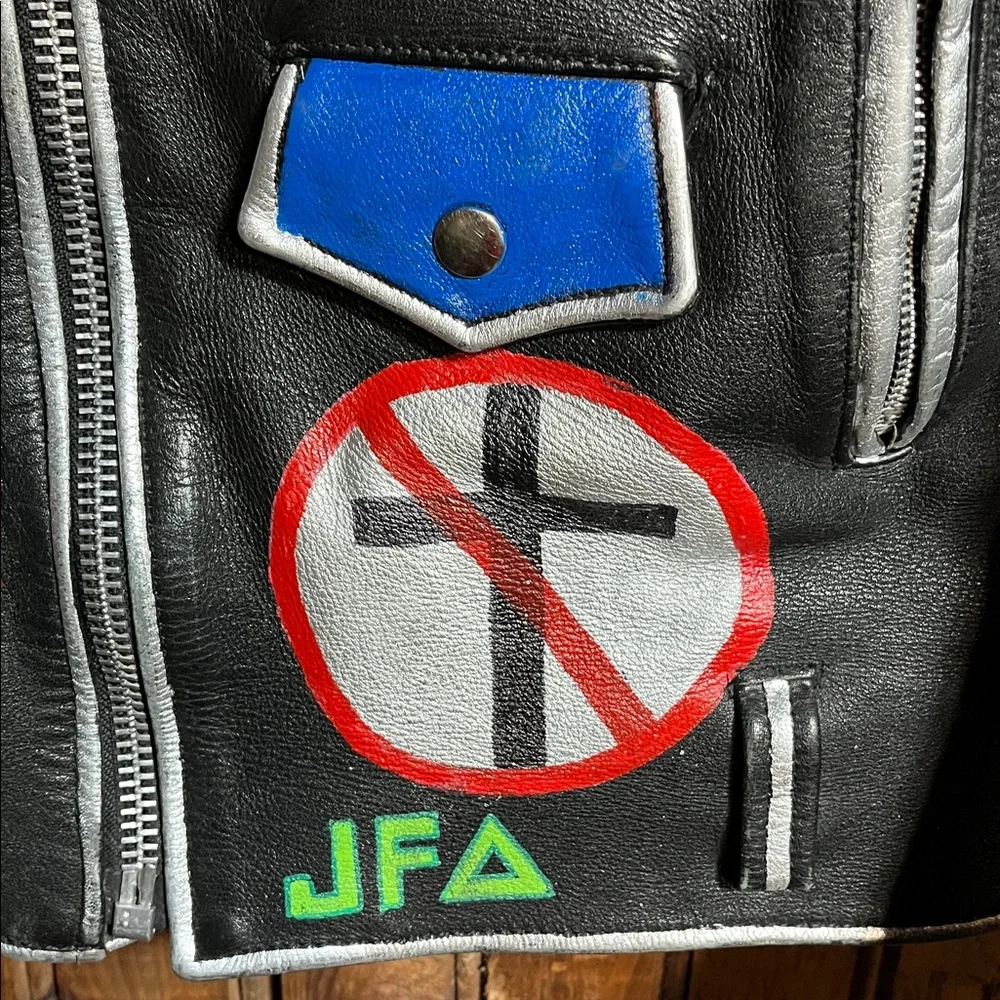 Vintage Custom Painted Punk Band Wilson Leather Jacket - Picture 5 of 11